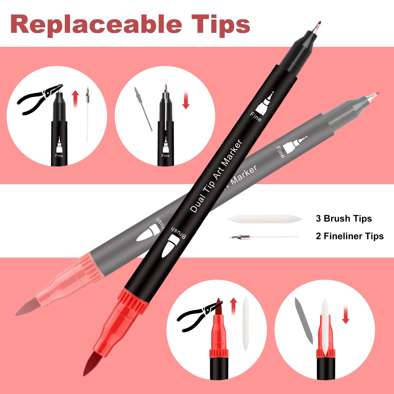 Pennarelli A Doppia Punta 12 Colori - Set Dual Brush Pen Con Punta Pennello E Fineliner, Acquerellabili Per Bullet Journal E Calligrafia