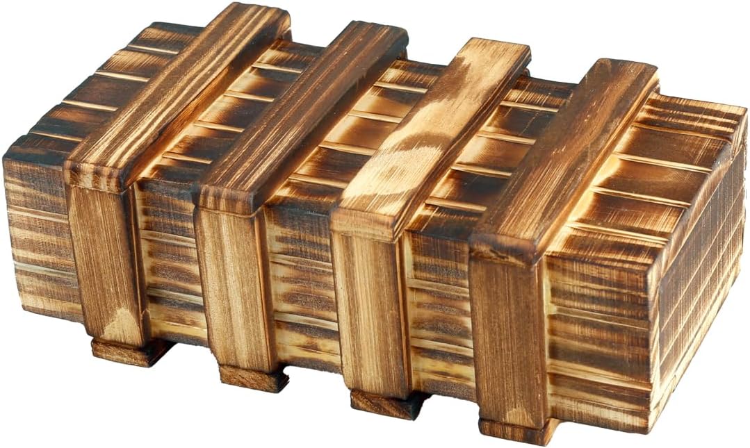 Wooden Magic Puzzle Box - Secret Drawer Keepsake Box with 2 Extra Secure Storage Compartments for Birthday Party and Family Night -Money Box-Double Surprise-Puzzle Games for Adults