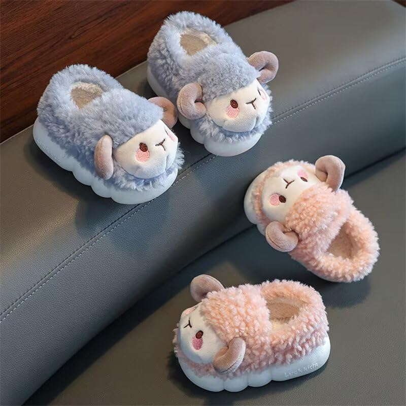 Toddler Boys Girls Lovely Cartoon Sheep Warm Winter Slippers for Indoor Home Bedroom4