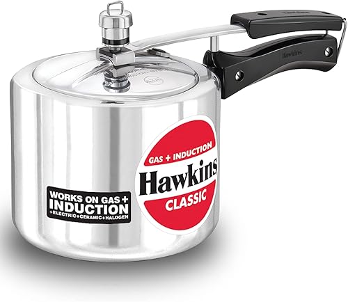Hawkins Olla a presión clásica de 3 litros, cocina de tapa interior de inducción, cocina de diseño alto, la mejor cocina, plata (ICL3T)