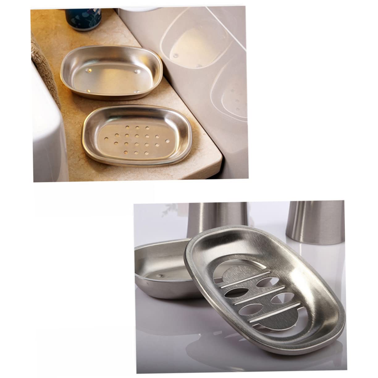 Jaboneras De Acero Inoxidable 304 Ovaladas Dobles, Doble Capa Escurridor, Resistente Al Agua para Ducha y Cocina, Paquete De 2 Unidades