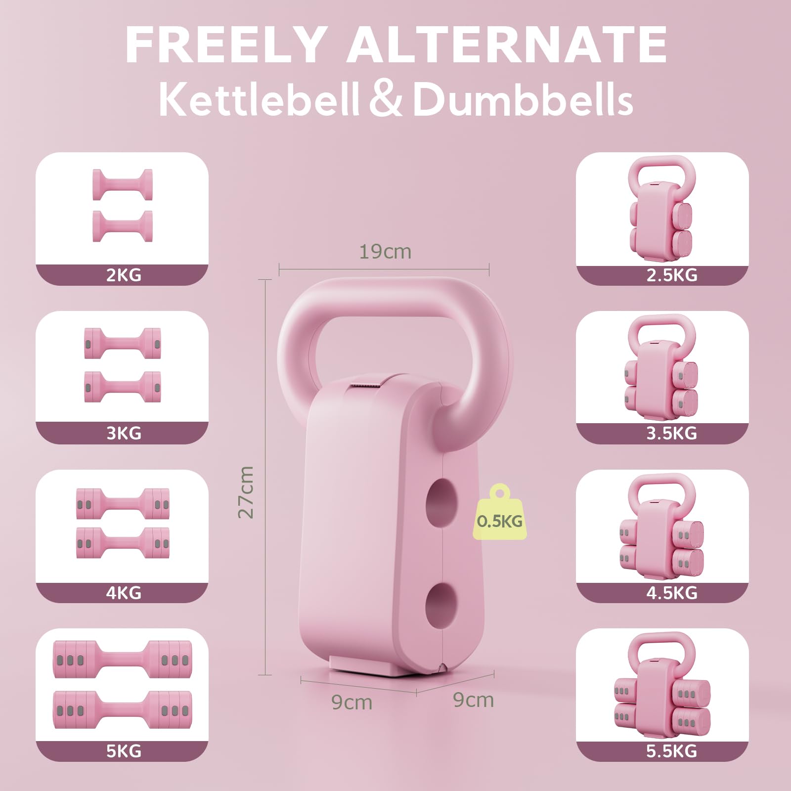 Verstellbare Hanteln Frauen Set, 1-5kg Kurzhanteln 2er Set, 4-in-1 Dumbbell Set für Frauen und Männer, Gewichte Hantel für Home Gym, Krafttraining Zuhause
