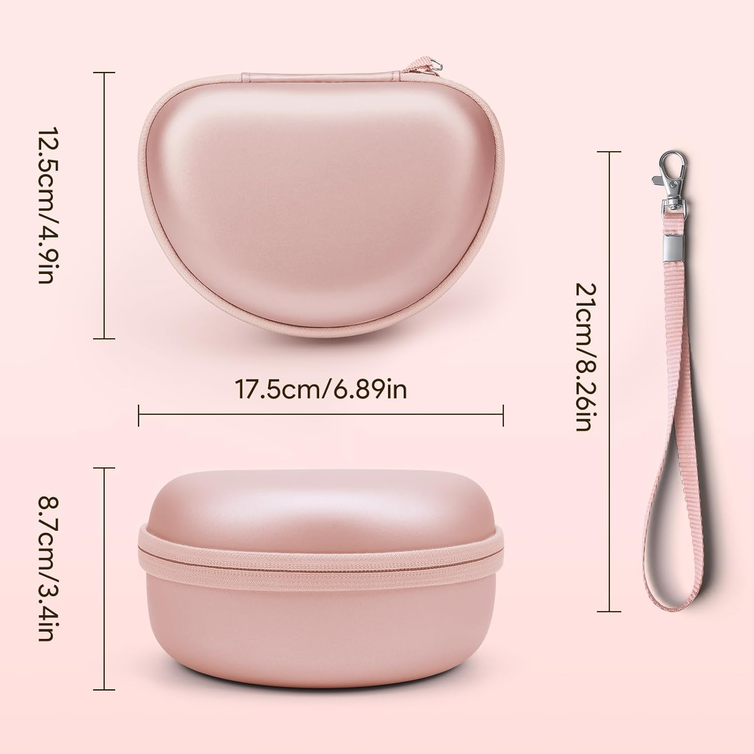 Case for Beats Solo3 /Solo 4 On-Ear Headphones, Portable Travel Hard Shell Storage Bag (Rose Gold) - Image 6