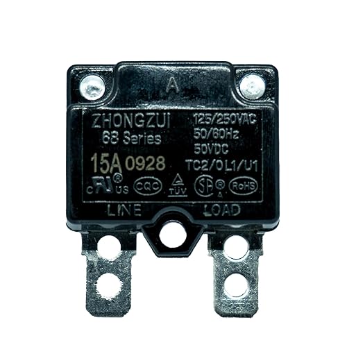 Miniatura 4 de 2 unids 15A 125250Vac 50Vdc Relé de reinicio automático 15amp fusible interruptor térmico interruptor interruptor circuito protector de sobrecarga