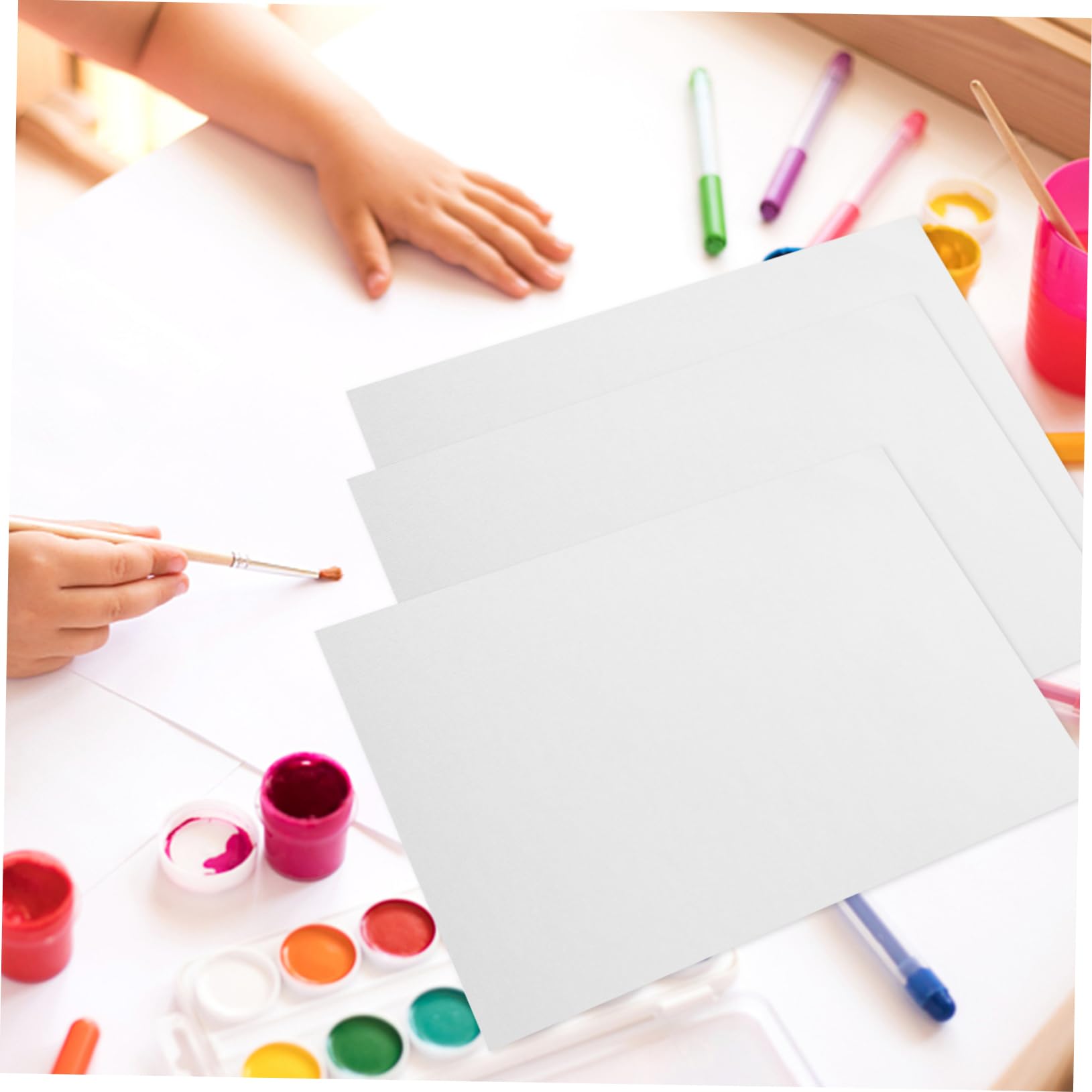 Papier Aquarelle 8k Épais 160g, 50 Feuilles, Blanc, Grain Grossier
