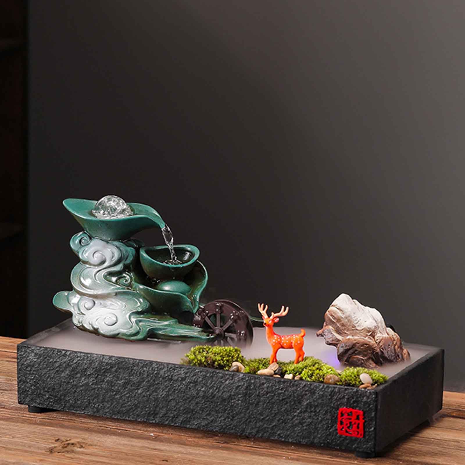DFrywdgSEY tabletop fountain, Tabletop Fountains Ceramic Aquarium with Fish and Money Frog Sculpture for Living Room, Bedroom(D~Medium With Atomizer)