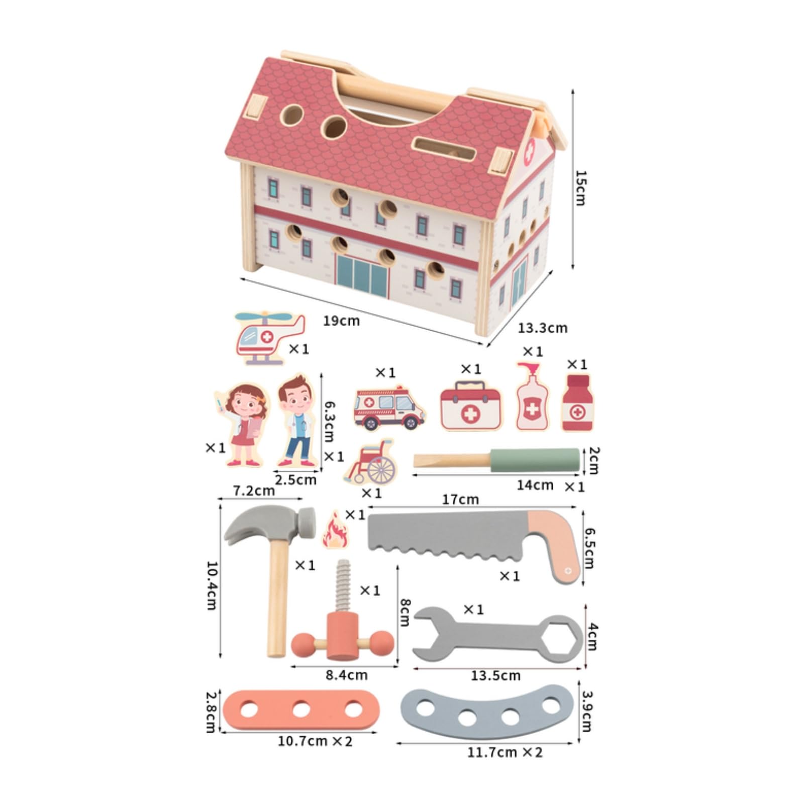 Gioco di Costruzione in Legno Tile | Apprendimento Precoce, Didattico, Casetta da Gioco per Bambini, Asilo, Scuola Dell'infanzia, Stile A
