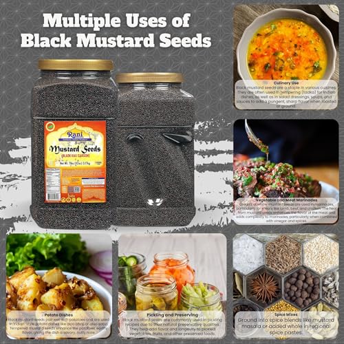 Rani Black Mustard Seeds Whole Spice (Kali Rai) 112oz (7lbs) 3.18kg Bulk PET Jar ~ All Natural | Gluten Friendly | NON-GMO | Kosher | Vegan | Indian Origin - Image 3