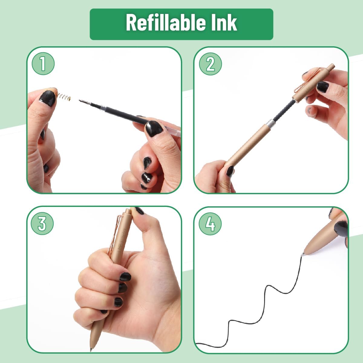 Mr. Pen- Retractable Gel Pens, 6 Pack, Black Ink, Metallic Earth Barrels image 5