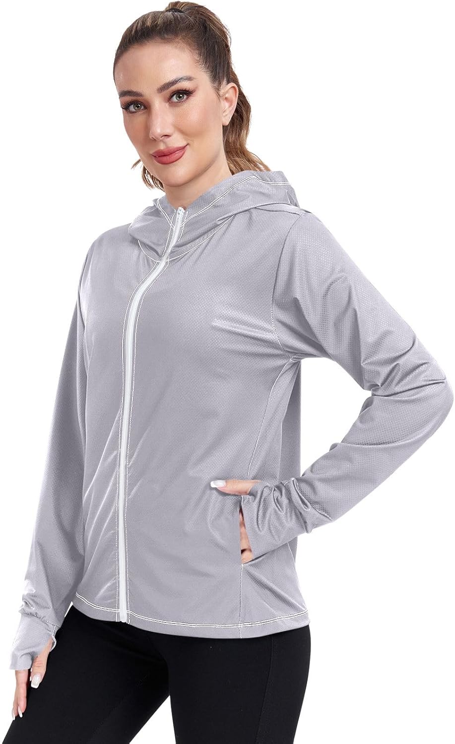 ODAWA Ruby Womens Upf Hoodie Upf 50 Sun Protection Shirt Long Sleeve Women's Hoodie Zip Front Rash Guard