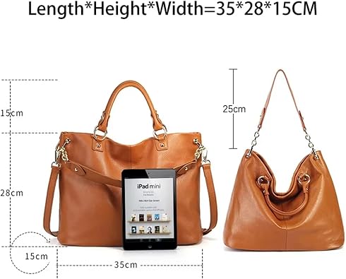 Genuine Leather Women's Handbag Women Solid Casual Tote Bag Luxury Large Capacity Elegant Crossbody Bag Commuter Bag