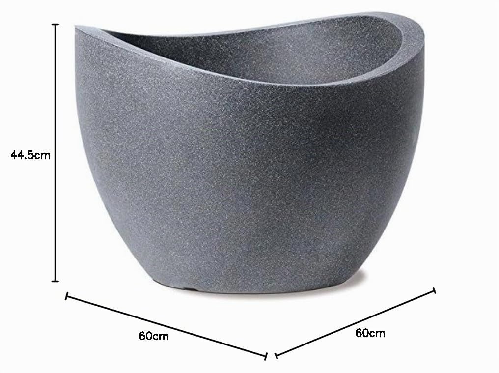Scheurich - Wave Globe, Portavaso in plastica, effetto granito, colore: Grigio scuro (Schwarz-Granit), Ø 60 cm, altezza: 45 cm