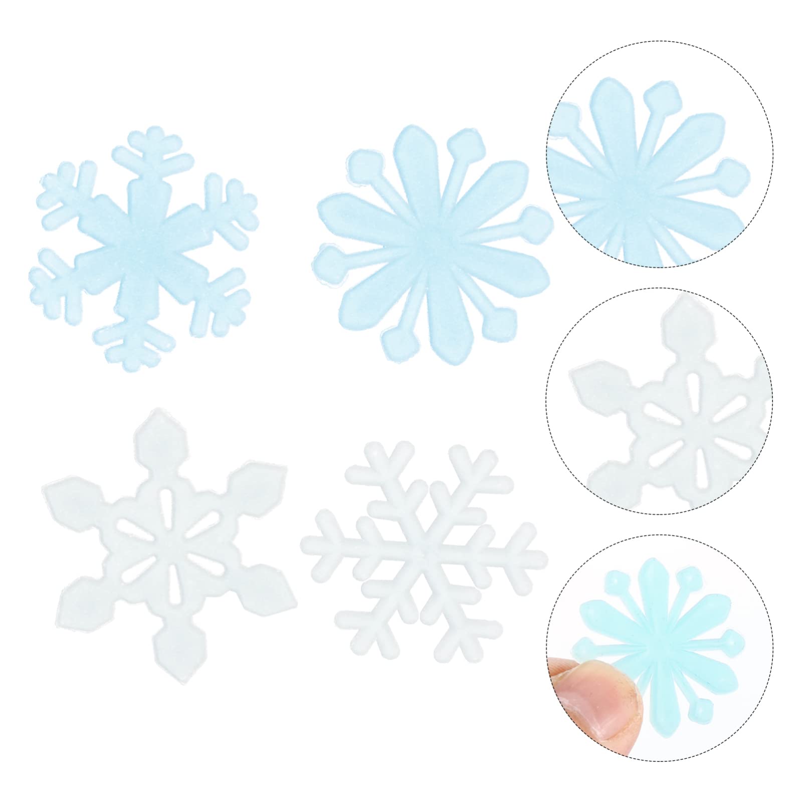 Abaodam 600stücke Leuchtende Schneeflocken Wandsticker Dekoration Für Innenräume Selbstklebend Weiß Und Blau Für Weihnachten Und Winterfestlichkeiten