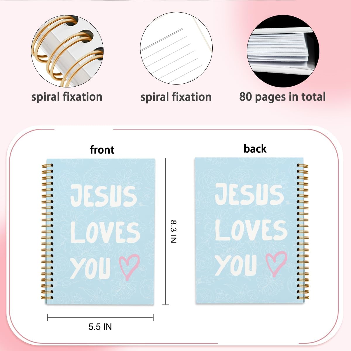 Bible Study Notebook, Bible Note Taking Supplies Notebook Journal, Cute notebook, Bible Study Notebook Supplies Gifts Notebook for Teen Girls Student Teacher 5.5x8.3 inch - Image 6