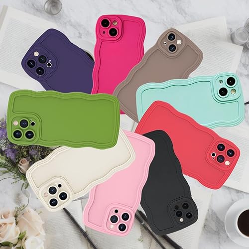 Miniatura 6 de anccer Funda compatible con iPhone 13 Mini, linda funda protectora Kawaii rizada ondulada de agua, de silicona suave, a prueba de golpes, color