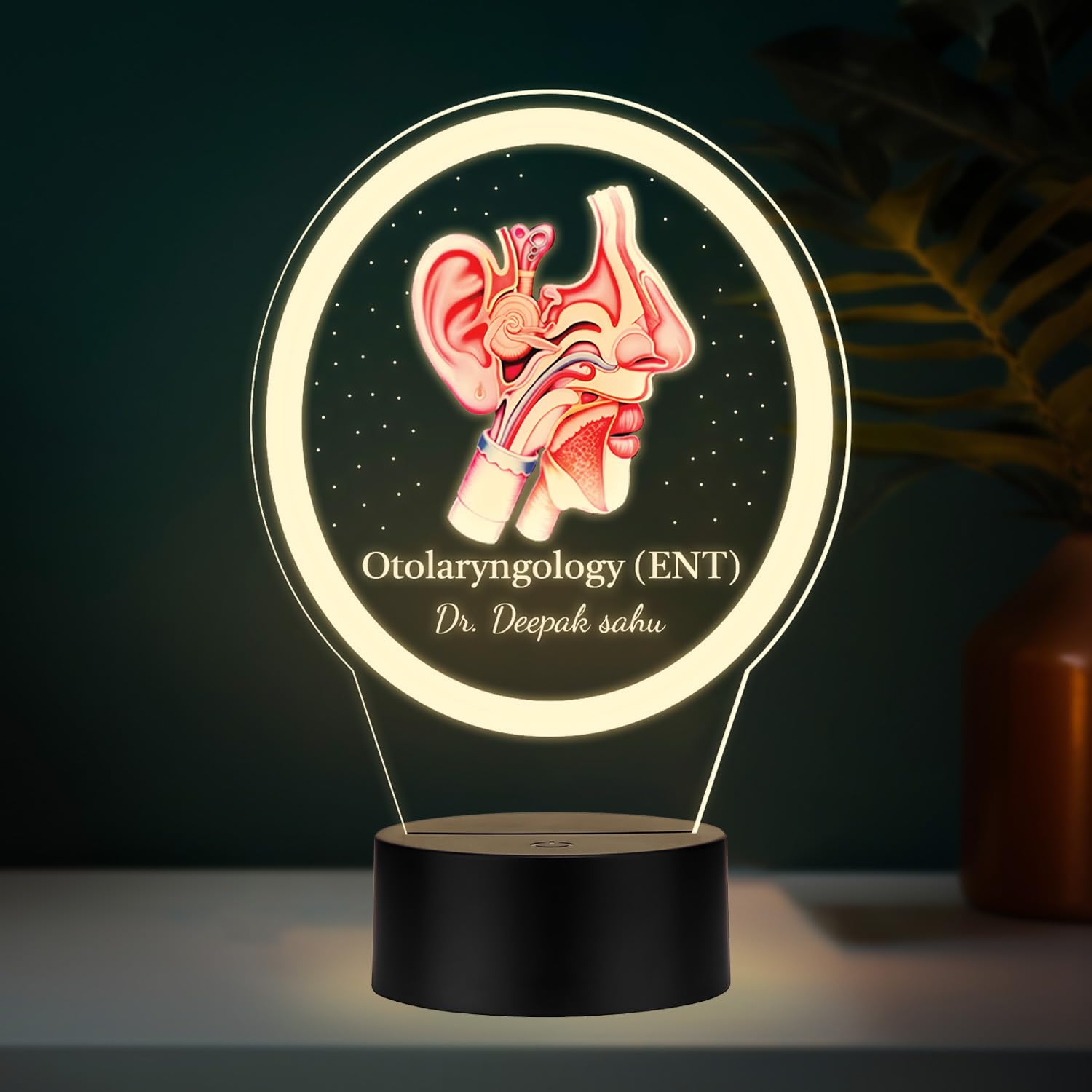 Personalized Otolaryngology (ENT) 3D Illusion LED Night Lamp | Custom with Doctor's Name | Unique Appreciation Gift for ENT Specialists, Surgeons & Medical Students (Warm White Light)-image-31