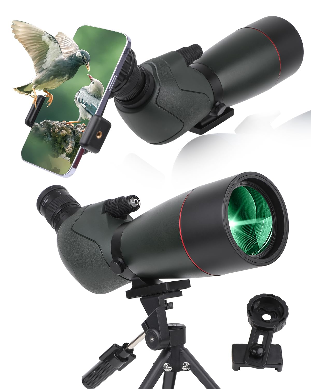 Zakres obserwacji, teleskop Ultra HD 25-75X60, podwójne ogniskowanie ED, wodoodporna luneta FMC pryzmat z futerałem do przenoszenia, do strzelania do celu, polowania, obserwacji ptaków, dzikiej