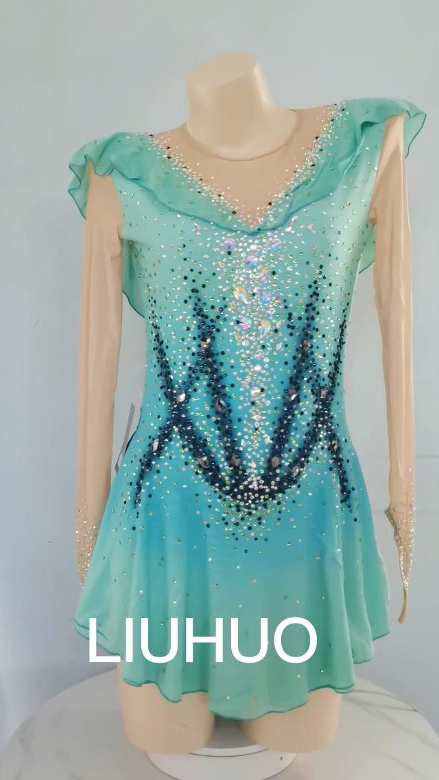 LIUHUO Ice Figure Skating Dress Girls Women Teens Stretchy Spandex Competition Wholesale 2 4 - View #8