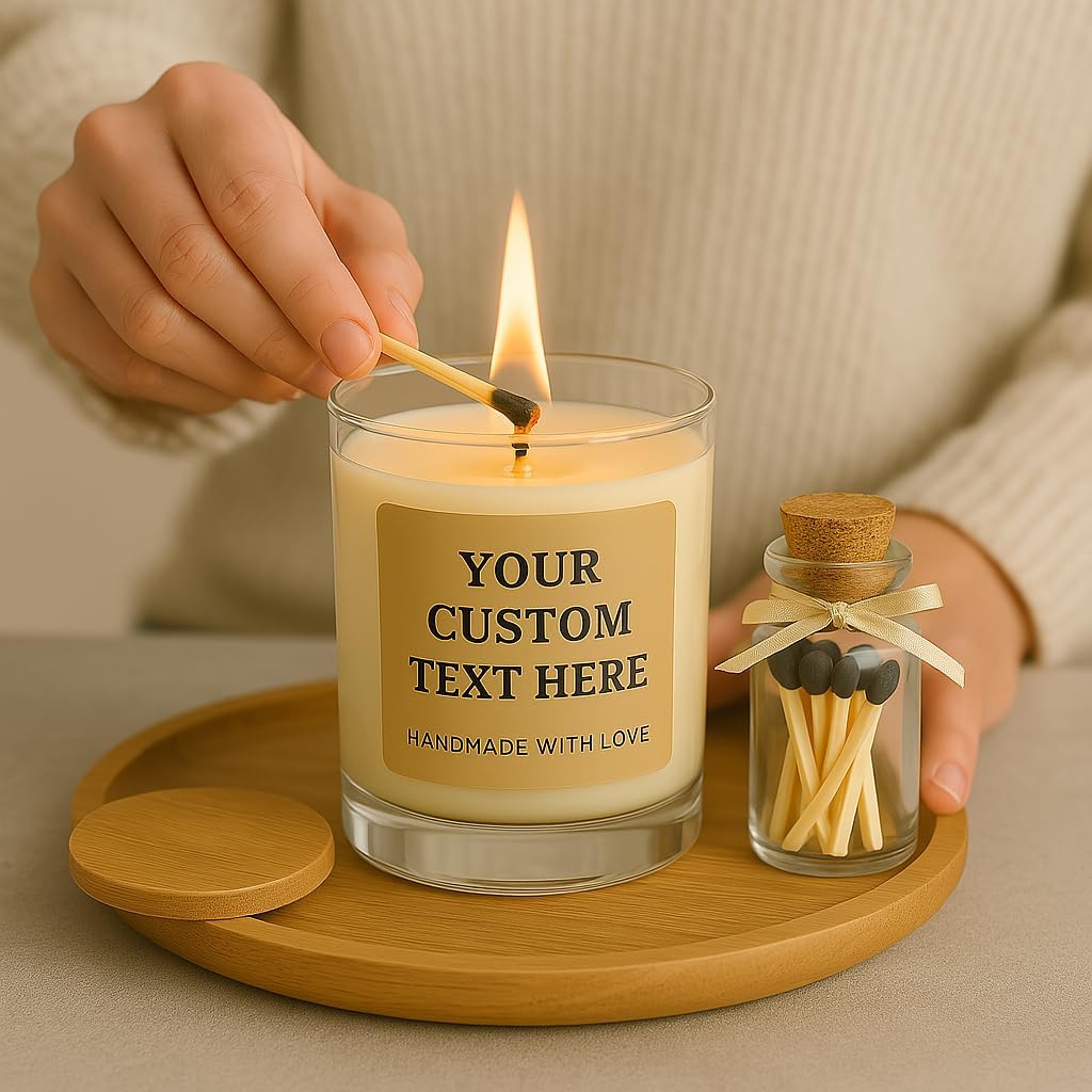 Candela di soia personalizzata | Messaggio personalizzato e design fatto a mano | Elegante set regalo