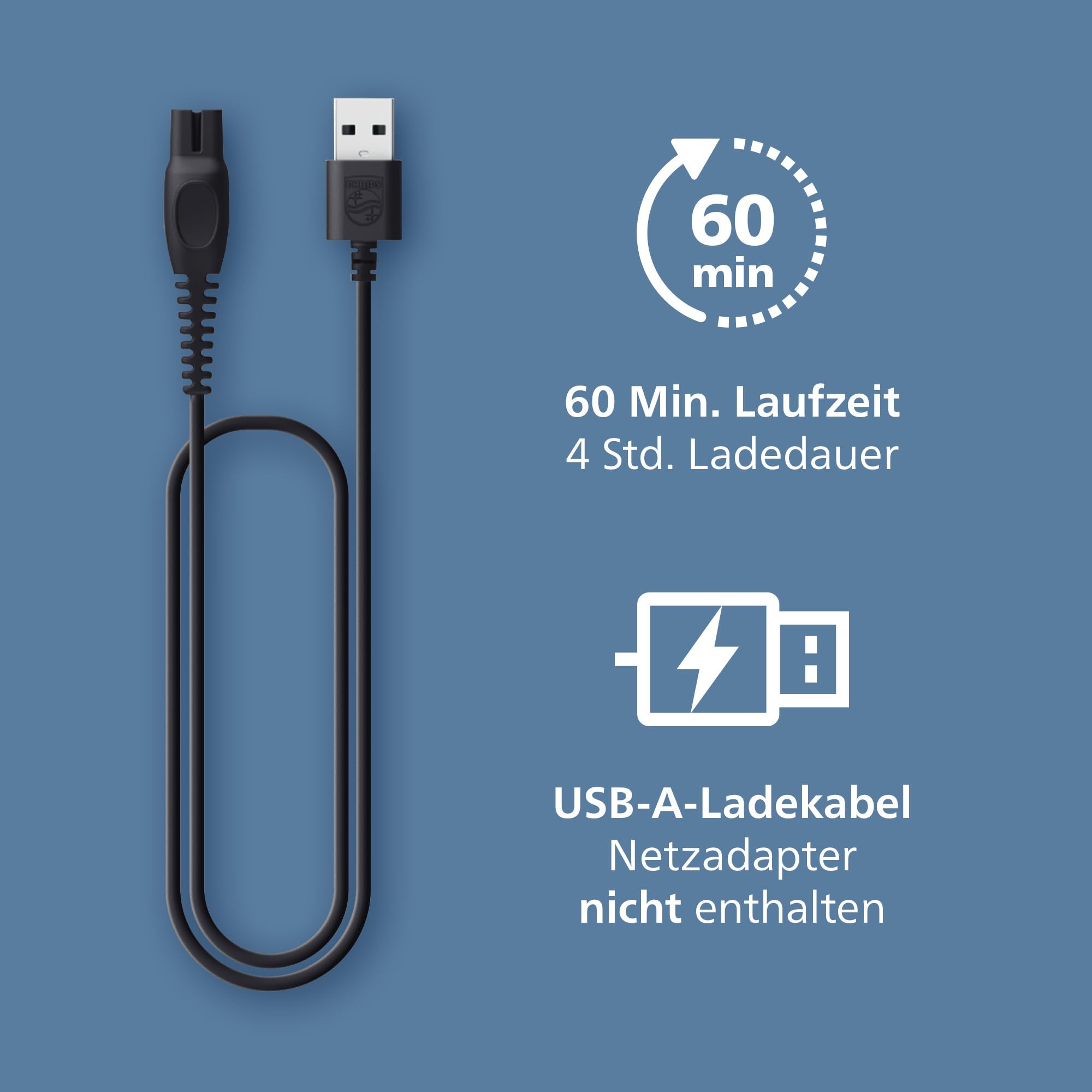Philips Bartschneider 3000er-Serie – selbstschärfende Klingen mit abgerundeten Spitzen, 20 Längeneinstellungen, Lift&Trim-Kamm, 100% wasserdicht, Akkuanzeige, USB-Ladegerät, Modell BT3619/15
