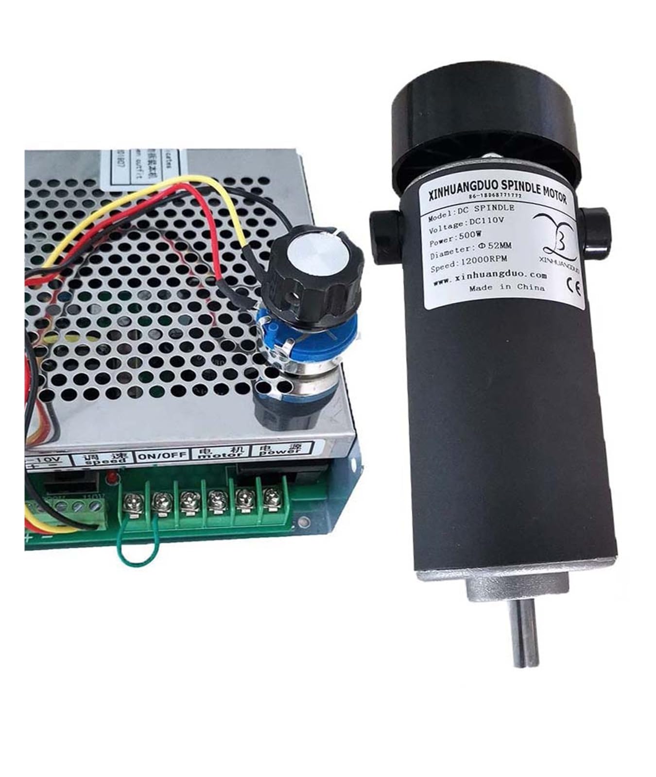 Chłodzony powietrzem zestaw silnika wrzeciona CNC o mocy 0,5 kW + wentylator Silnik 500 W + regulator prędkości zasilania do grawerowania,Napęd elektryczny(Package 5)