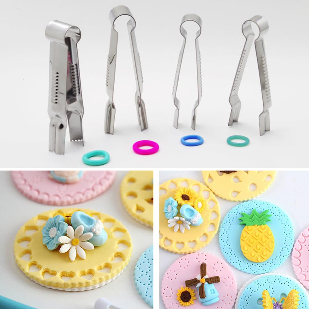 IMIKEYA 24pcs Cake Fondant Edge Middle Eastern Cookie Clip Fondant Tweezer Clips Cake Lace Tools for Decorating(Random Styles) - Image 3