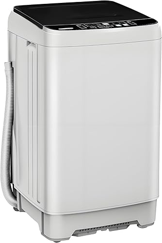 Lavadora automática de 15.6 libras con 10 programas, pantalla LED, 8 niveles de agua, lavadora compacta de alta eficiencia para apartamentos, casas