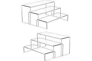 Goabroa Acrylic Display Risers - 6 Pcs Rectangular Acrylic Risers for Versatile Display Needs
