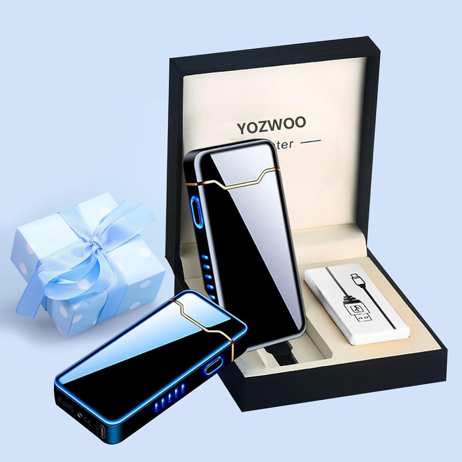 YOZWOO Plasma Lighter - USB Rechargeable Lighter High Power, Windproof Lighters Arc Lighters with Long Life Battery for Outdoor Camping, Hiking, BBQ (Gold)