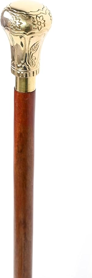 The New Antique Store - Knob Handle Wooden Walking Stick Cane with Rosewood Stick (Shining Brass, Brass)