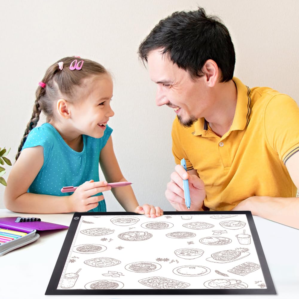 Tablet luminoso A3 con dimmer di intensità tattile a 3 livelli di luminosità LED, tavolo luminoso disegno con cavo USB per tatuaggio, traccia, disegno, schizzo (A3 con scala)