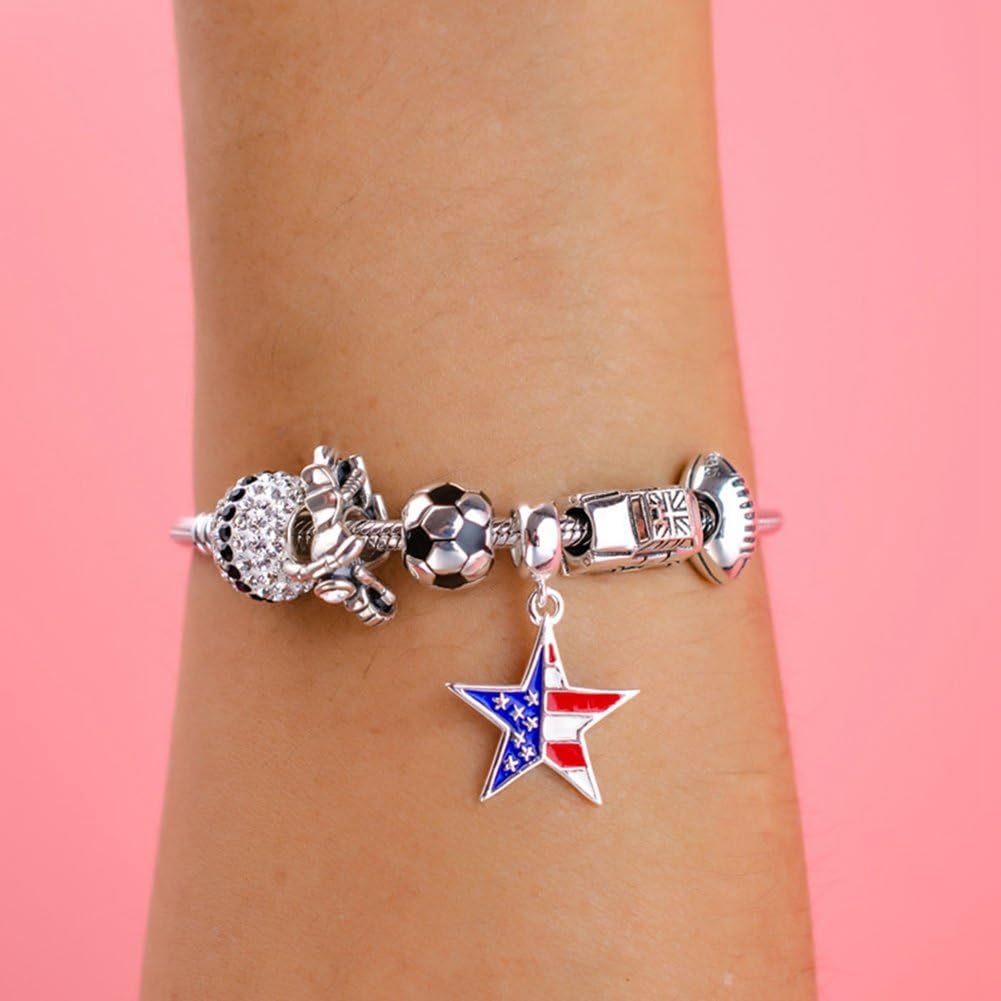 Choruslove Football Charm 925 Sterling Silver Soccer Ball Charm with Black White Enamel Bead for Sport Lover Charm Bracelet - Image 4