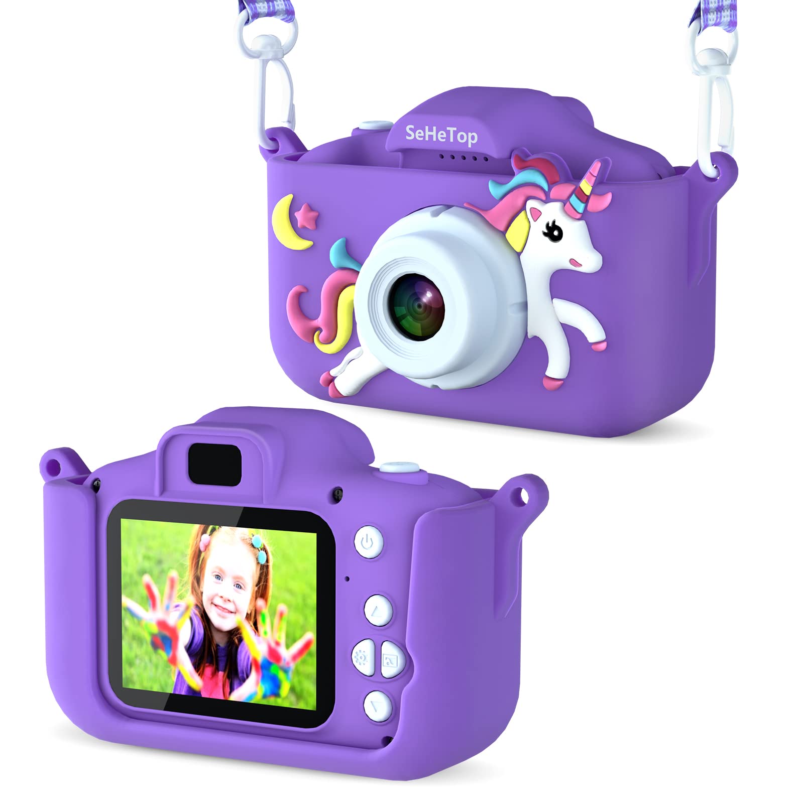 SeHeTop Camara Fotos Infantil, 1080P HD Video cámara Fotos niños,Juguetes niños 3 4 5 6 7 8 9 10 años,Juguetes con cámara para niños y niñas, Regalos de cumpleaños, scon Tarjeta SD de 32 G