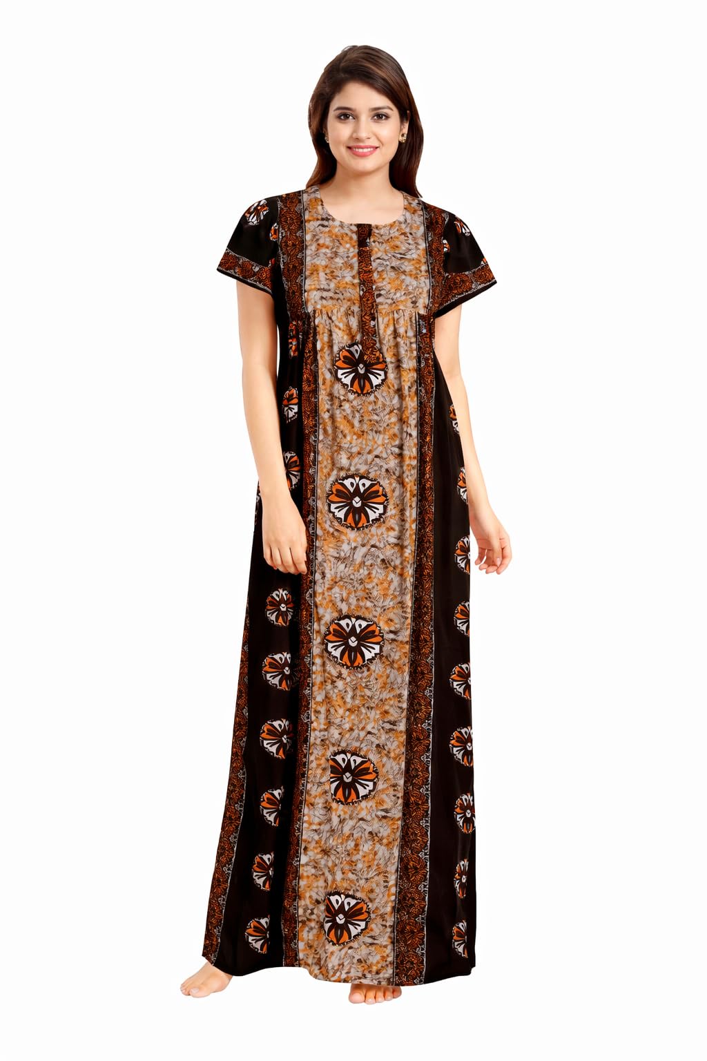 Women’s Cotton Printed Nighty Full Length Maxi Night Gown-image-25