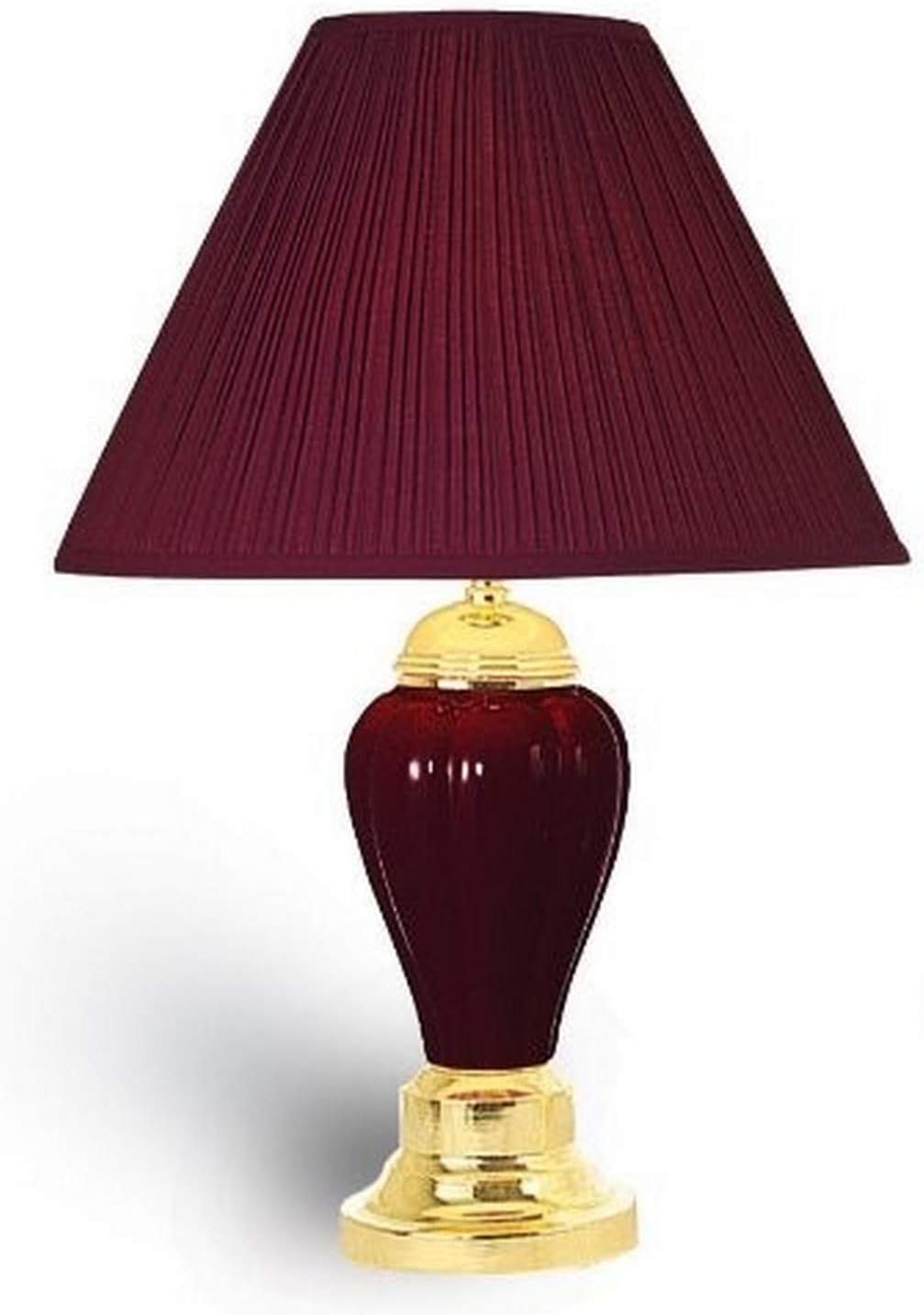 OK Lighting Burgundy Ceramic Table Lamp