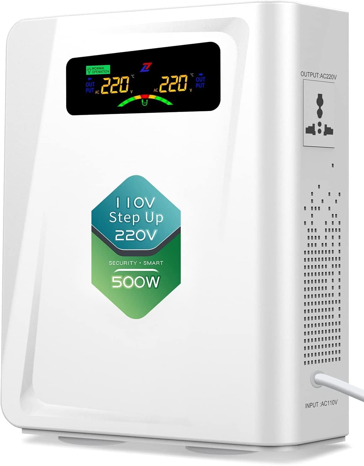 Voltage Converter 110 to 220 Step Up Transformer 500W, No Noise, Ten Protection Functions, CE & CQC Certified ，Using 220V Asia Euro Appliance in US