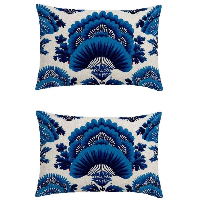 Housse de coussin extérieur imperméable 60x80 lot de 2 bohème bleu marine