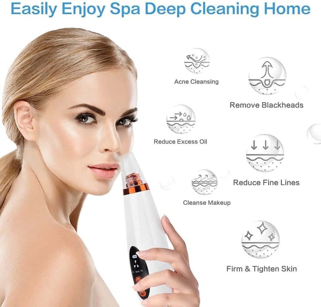 NIYANETAIL 6-in-1 Derma Suction Blackhead Remover Machine | Electric Pore Vacuum Cleaner for Face | Rechargeable Skin Care Tool for Women & Men | Personal Facial Cleansing Device 4