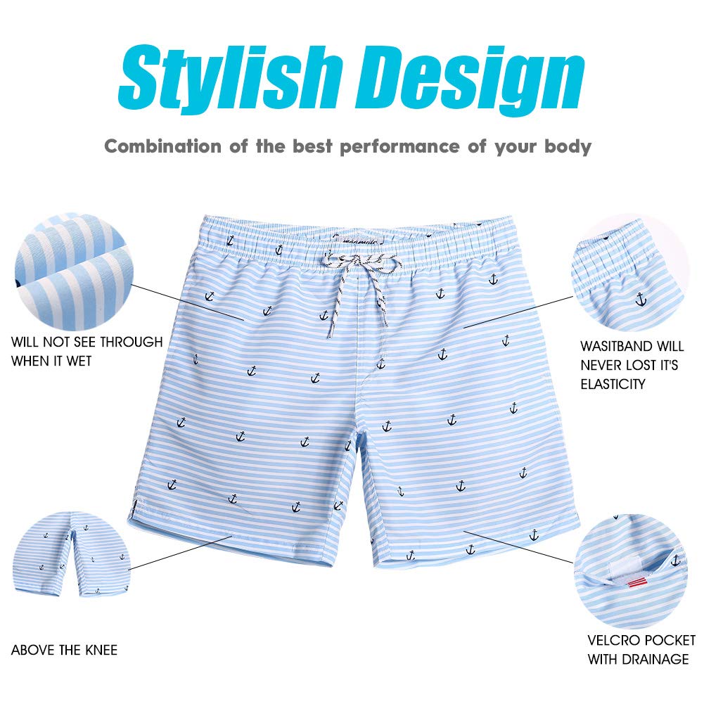 MaaMgic Pantaloncini da Bagno da Uomo Asciugatura Veloce Costume da Bagno per Surf sulla Spiaggia Multi-funzioni Allenamento casa con Fodera in Mesh con Fodera in Mesh