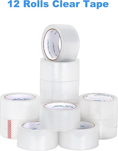 Miniatura 7 de JARLINK Cinta de embalaje transparente (12 rollos), cinta de embalaje resistente para embalaje de envío, sellado en movimiento, 1.88 pulgadas de