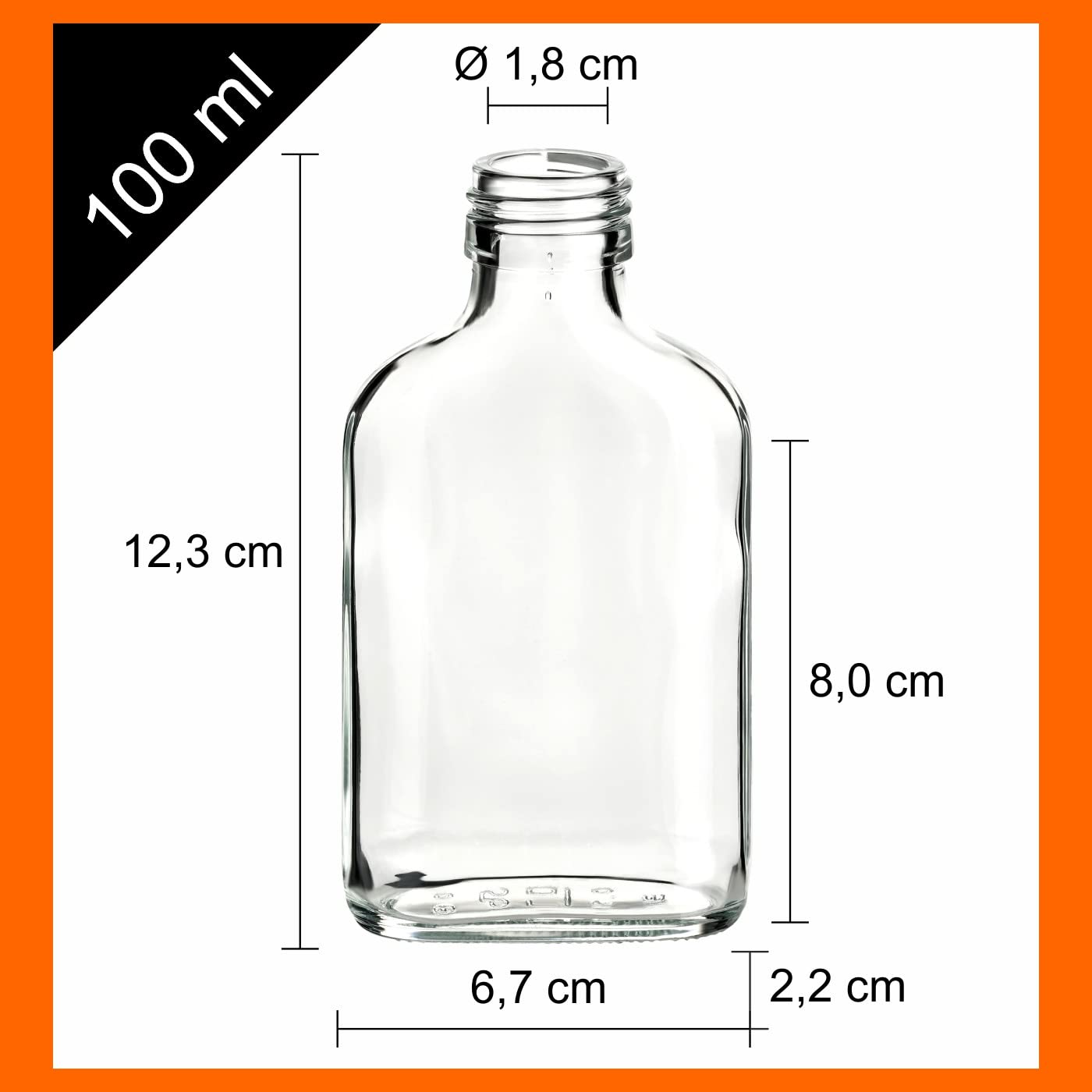gouveo Set di 24 bottiglie di vetro Fiaschetta da 100 ml con tappo a vite oro - bottiglia piccola da 0,1 l per il riempimento - bottiglie di liquore vuote per whisky, gin, brandy, cognac (FF100G)