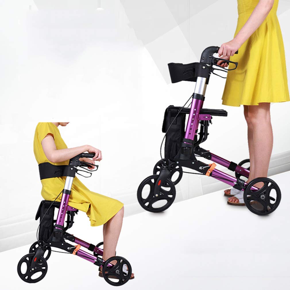 Chodzik Rollator z siedziskiem, pomoce ułatwiające poruszanie się medyczne chodzik składany, pomoce do chodzenia na 4 koła z podwójnym układem hamulcowym Interesting