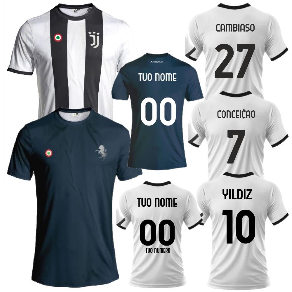 JUVENTUS Maglia Calcio Juve Bianco Nera | Campionato Serie A | Replica Ufficiale FC | Personalizzabile con Nome e Numero PS 41410-MIX-4