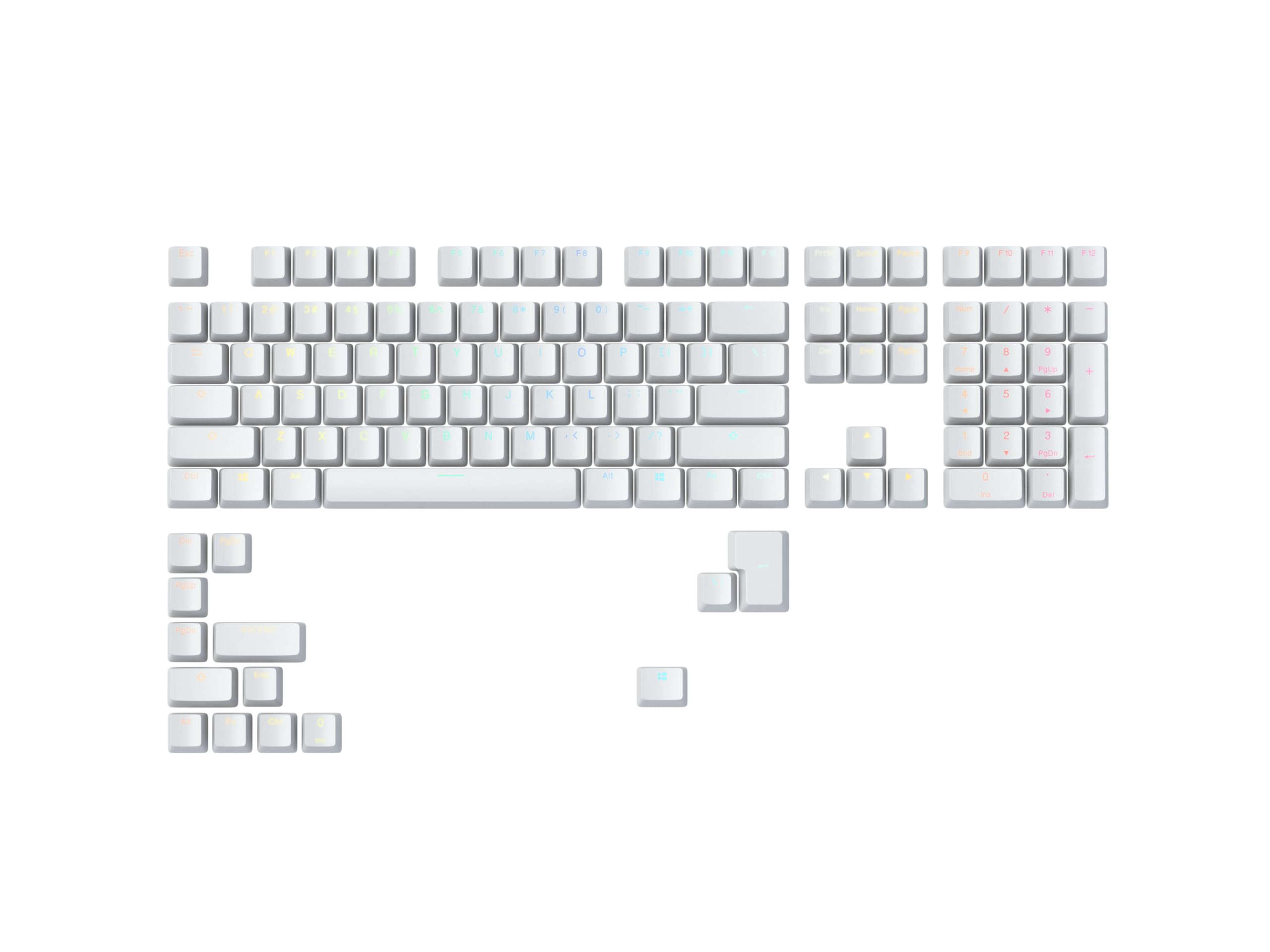 GLORIOUS Gaming ABS Doubleshot 123-Keycap Set (ANSI) - Premium OEM Profile in Elegant White - Perfect for RGB Backlit Mechanical Keyboards
