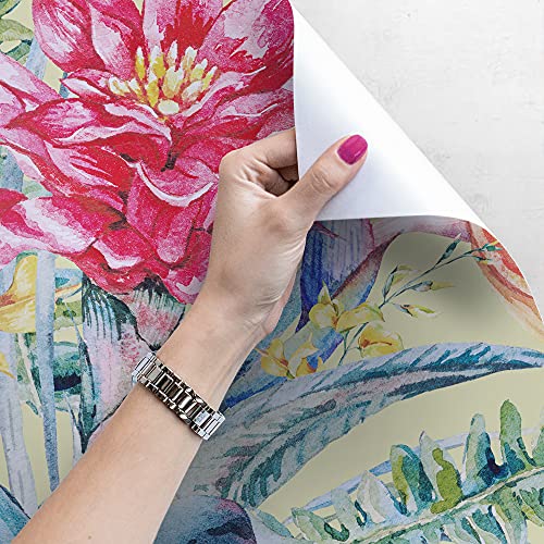 Papier peint adhésif fleurs tropicales Magic-Stick lavable - 4