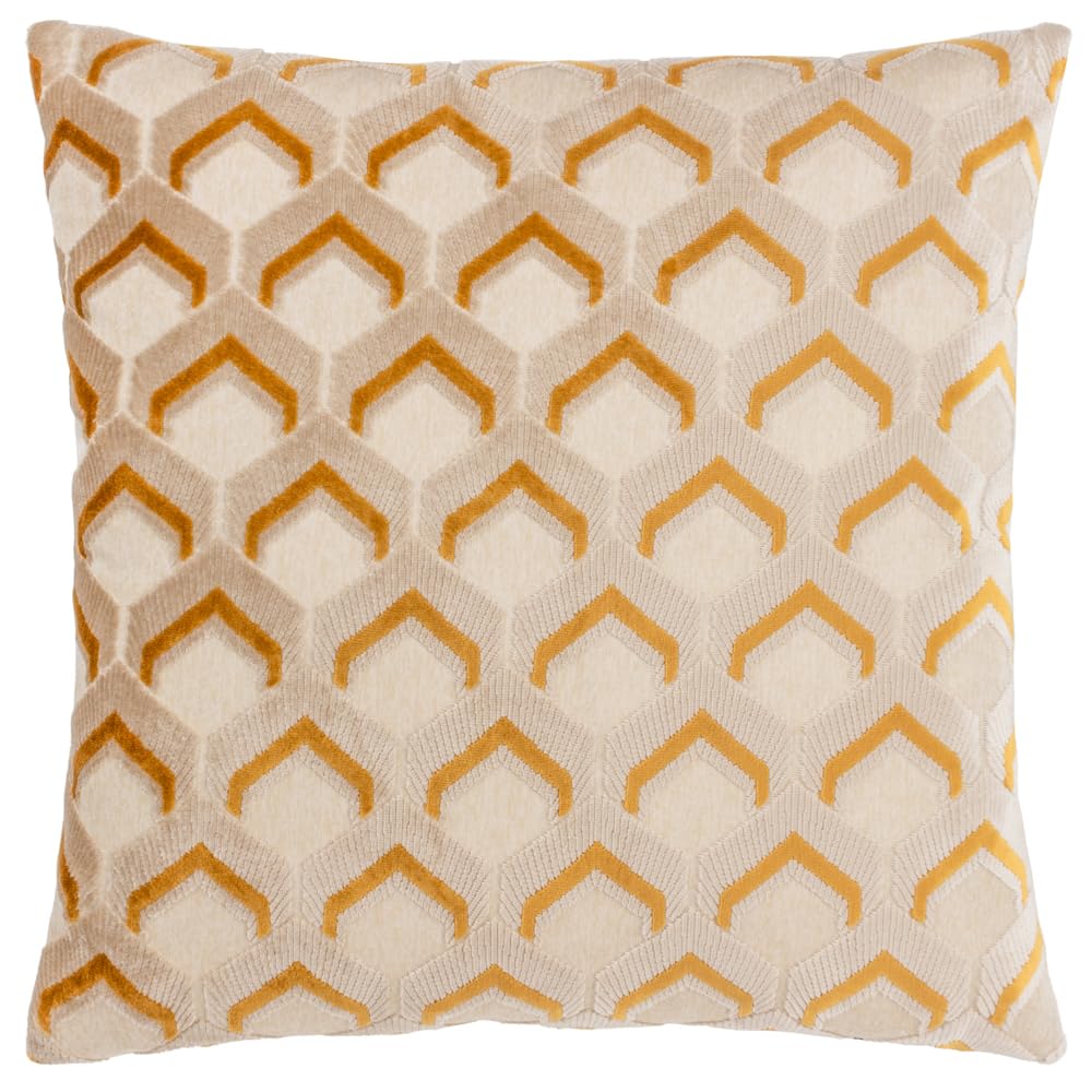 Paoletti Unisex Gold Ledbury Geometric Velvet Cushion In 45Cm X 45Cm