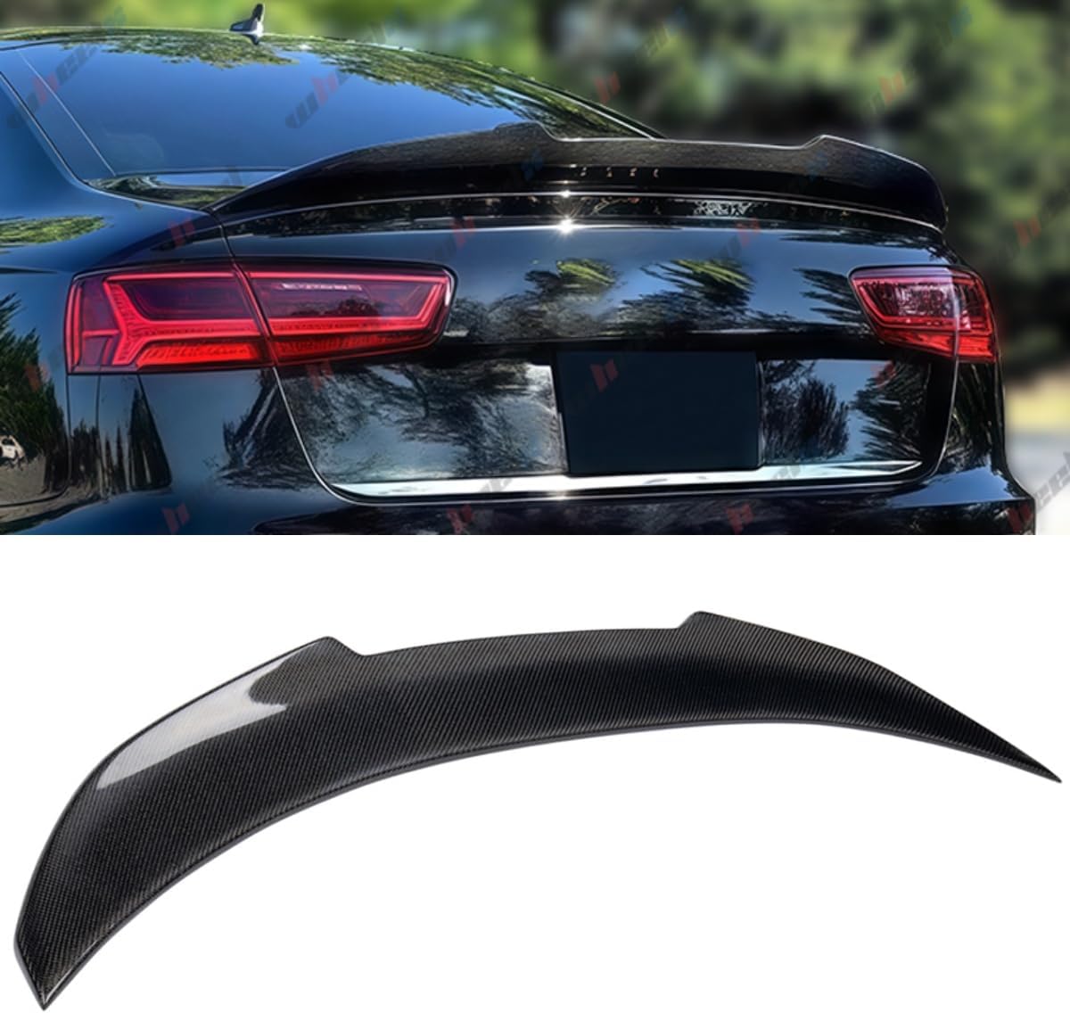 Real Carbon Fiber Rear Spoiler Compatible with 2012-2018 Audi A6 S6 C7 C7.5, PSM Style High Kick Duckbill Trunk Tail Deck Lid Wing Lip Ducktail Man Gift
