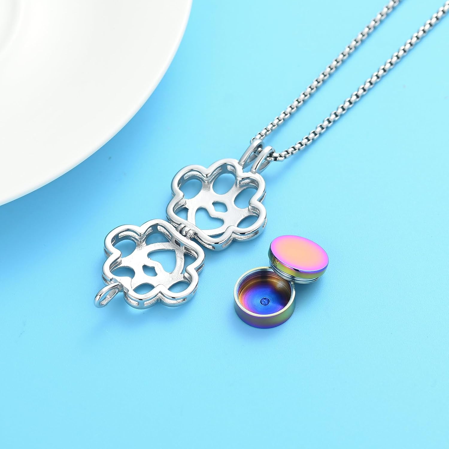 Oinsi Pet Cremation Jewelry For Ashes For Dog/Cat Paw Stainless Steel Memorial Locket Urn Necklace Inside Mini Case Keepsake Cremation Jewelry Women Men - Image 7