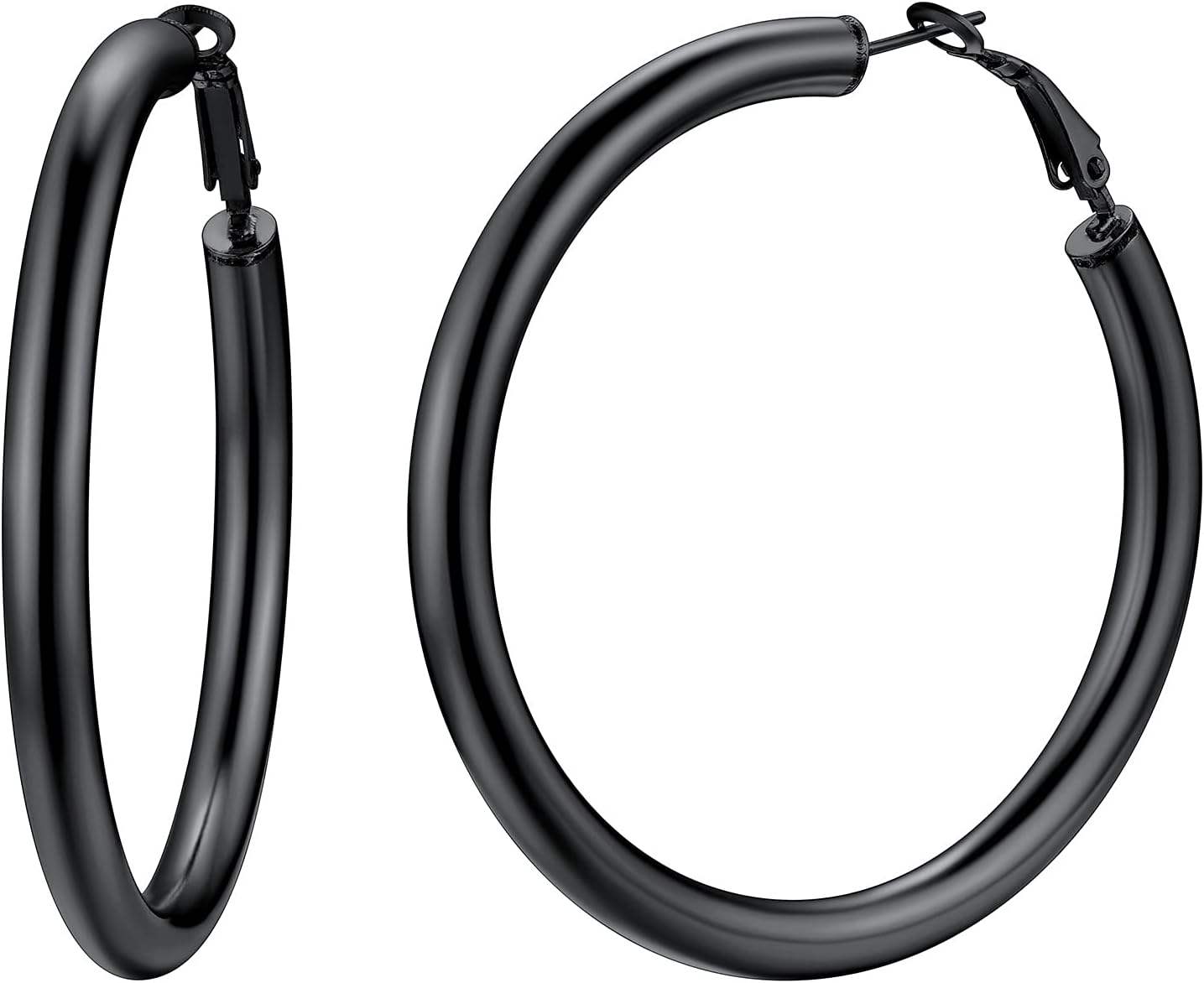 ChainsHouse Hypoallergenic Hoop Earrings For Women, 316L Stainless Steel/Black/18K Real Gold Plated, Minimalist Jewelry Round Tube Hoops Fits Sensitive Ears |30mm 40mm 60mm 80mm, with Gift Box