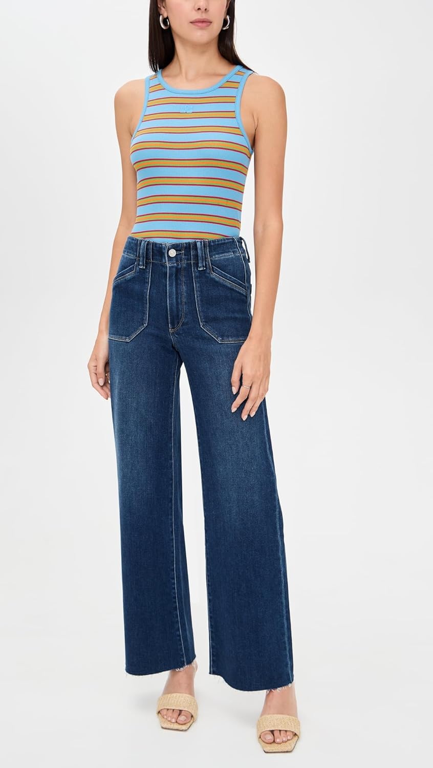 PAIGE Women's Anessa 31" Utility Pockets + Raw Hem Live Forever Jeans - Image 5